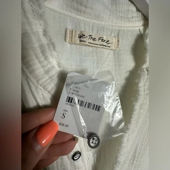 We The Free Womens Daydream White Cotton Tunic Button-Down Top Shirt NWT Small - Picture 11 of 17